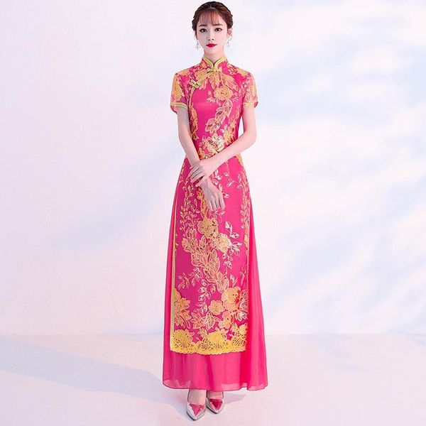 vintage flower embroidery qipao women short sleeve long elegant cheongsam traditional chinese bride wedding dress gown xs-3xl1, Red
vintage flower embroidery qipao women short sleeve long elegant cheongsam traditional chinese bride wedding dress gown xs-3xl1, Red