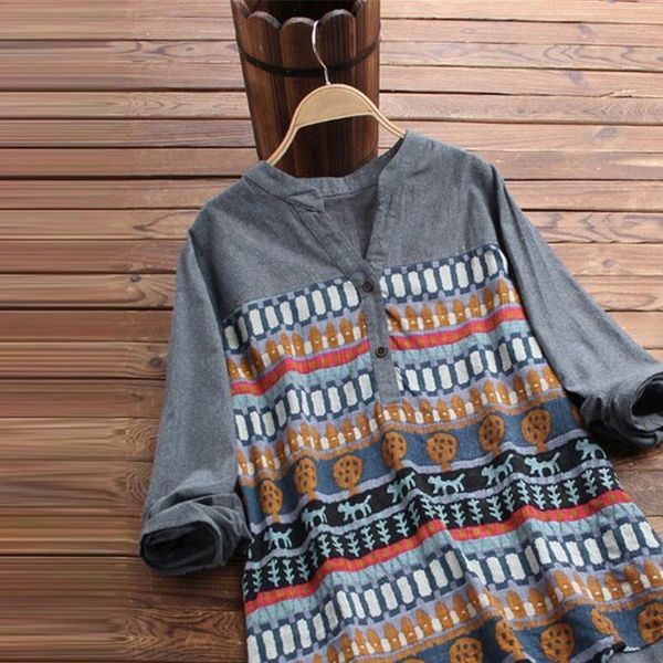 vintage printed cotton and linen blouse women plus size 5xl shirts v neck casual long sleeve button blouse blusas 40, White
vintage printed cotton and linen blouse women plus size 5xl shirts v neck casual long sleeve button blouse blusas 40, White