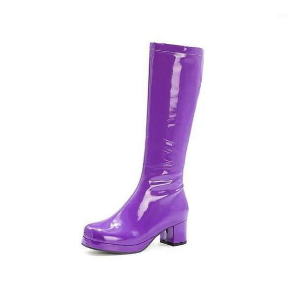 boots autumn and winter knight women candy color white chunky heels patent leather purple side zipper thigh high1, Black
boots autumn and winter knight women candy color white chunky heels patent leather purple side zipper thigh high1, Black