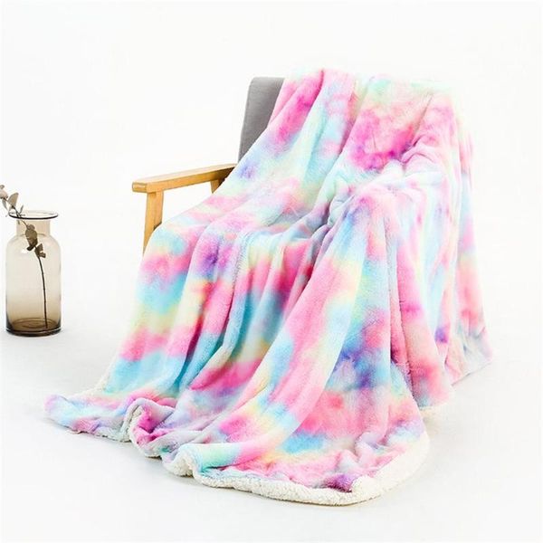 rainbow dyed double thickness soft warm nap blanket in winter
rainbow dyed double thickness soft warm nap blanket in winter