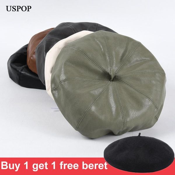 uspop pu beret hat women berets pu leather cap solid color octagonal berets1, Blue;gray
uspop pu beret hat women berets pu leather cap solid color octagonal berets1, Blue;gray