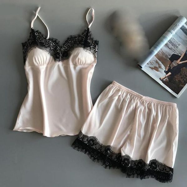 pajama sets lace sleepwear sleeveless vest camis shorts nightwear homewear pyjamas female clothing summer kg-307, Black;red
pajama sets lace sleepwear sleeveless vest camis shorts nightwear homewear pyjamas female clothing summer kg-307, Black;red
