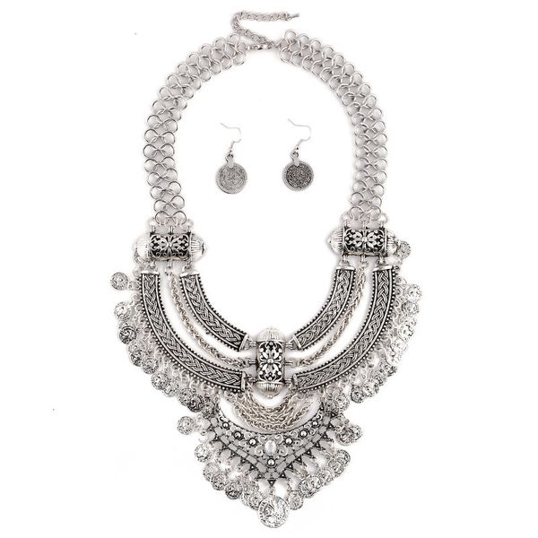baroque necklace alloy exaggerated bohemian national style coin tassel suit clavicle chain, Silver
baroque necklace alloy exaggerated bohemian national style coin tassel suit clavicle chain, Silver