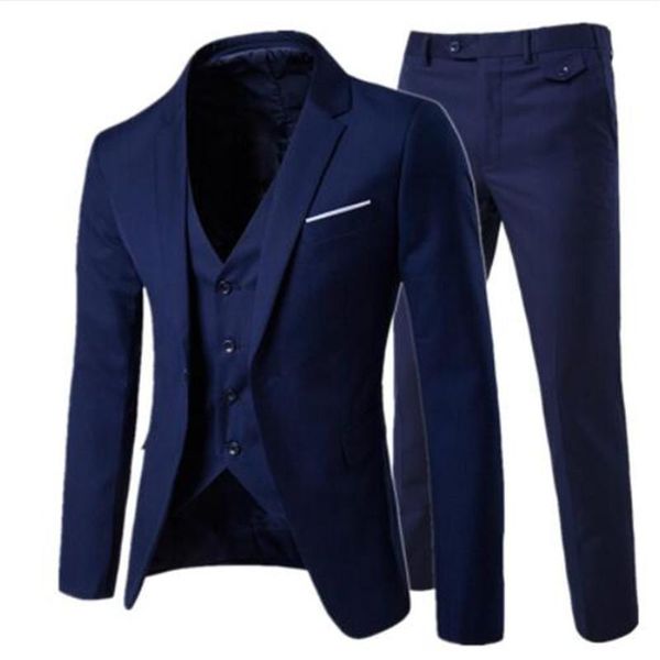 2020 men's fashion slim suits men's business casual clothing groomsman three-piece suit blazers jacket pants trousers vest sets, White;black
2020 men's fashion slim suits men's business casual clothing groomsman three-piece suit blazers jacket pants trousers vest sets, White;black