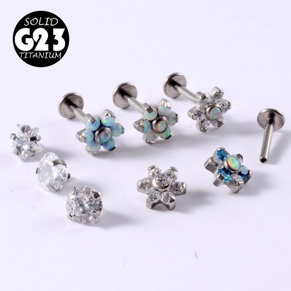 1pc g23 titanium opal flower gem labret lip bar ring zircon ear cartilage tragus helix lobe piercing screw fit q sqchyk, Silver
1pc g23 titanium opal flower gem labret lip bar ring zircon ear cartilage tragus helix lobe piercing screw fit q sqchyk, Silver