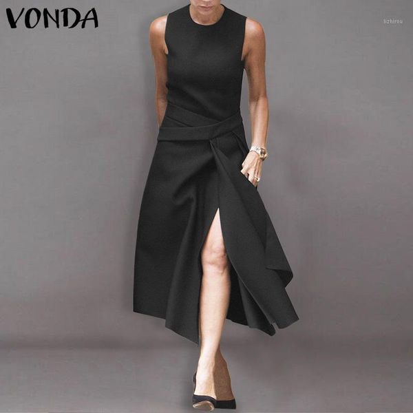 ladies offic dress elegant sundress women o-neck sleeveless split party dress 2020 vonda female casual robe plus sze vestidos1, Black;gray
ladies offic dress elegant sundress women o-neck sleeveless split party dress 2020 vonda female casual robe plus sze vestidos1, Black;gray
