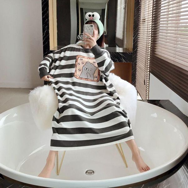 fall nightgown women nightdress stripe cotton ladies sleepwear loose long sleeve cartoon nightwear pregnant big size lounge wear1, Black;red
fall nightgown women nightdress stripe cotton ladies sleepwear loose long sleeve cartoon nightwear pregnant big size lounge wear1, Black;red