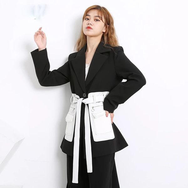 women black contrast color pocket blazer new lapel long sleeve loose fit jacket fashion tide spring autumn 2021, White;black
women black contrast color pocket blazer new lapel long sleeve loose fit jacket fashion tide spring autumn 2021, White;black