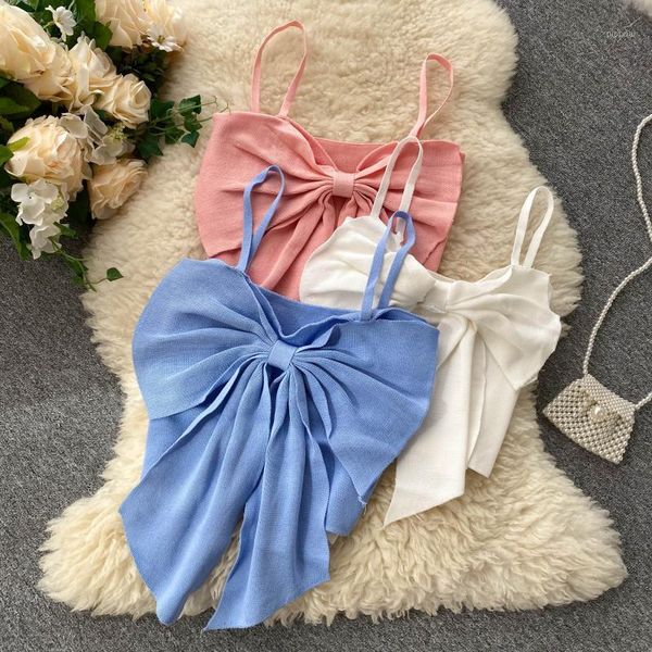 chic and women summer bowknot spaghetti strap knitted sweater sweet knitted, White
chic and women summer bowknot spaghetti strap knitted sweater sweet knitted, White