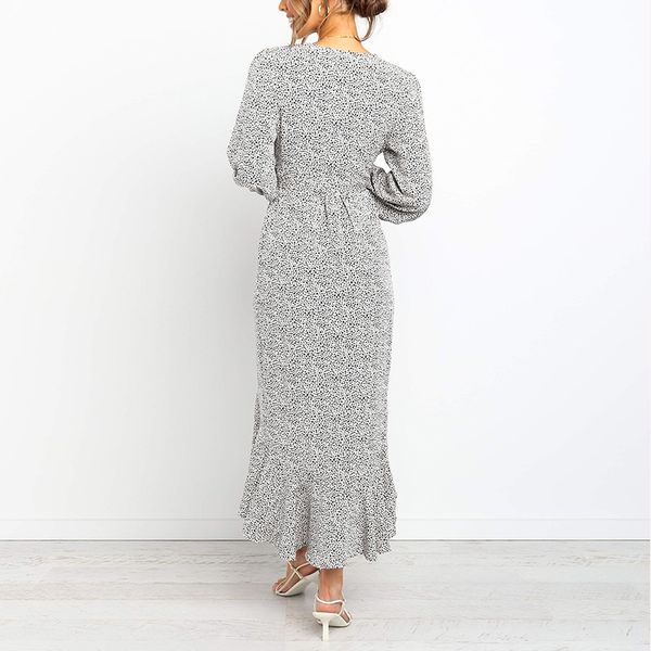 aachoae 2020 long maxi dot print dress women three quarter sleeve ruffle warp dresses ladies v neck split boho beach dress lj201202, Black;gray
aachoae 2020 long maxi dot print dress women three quarter sleeve ruffle warp dresses ladies v neck split boho beach dress lj201202, Black;gray