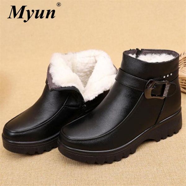 women winter ankle boots fashion comfortable thick wool warm wedge snow boots elderly genuine leather platform non-slip booties, Black
women winter ankle boots fashion comfortable thick wool warm wedge snow boots elderly genuine leather platform non-slip booties, Black
