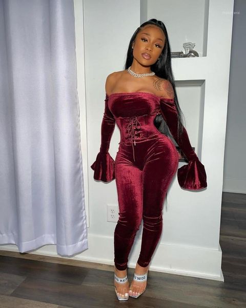 echoine autumn velvet jumpsuit off shoulder slash flare sleeve rompers grommet bandage 2 piece set skinny club outfits1, Black;white
echoine autumn velvet jumpsuit off shoulder slash flare sleeve rompers grommet bandage 2 piece set skinny club outfits1, Black;white