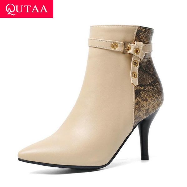 boots qutaa 2021 snakeskin buckle metal decoration stilettos pu pointed toe zipper autumn winter women ankle size 34-43, Black
boots qutaa 2021 snakeskin buckle metal decoration stilettos pu pointed toe zipper autumn winter women ankle size 34-43, Black