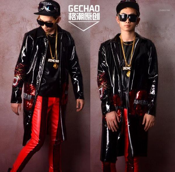 leather jacket men clothes mens jackets long coats black patent leather sequin cloth sticker personality jaqueta masculina1, Black;brown
leather jacket men clothes mens jackets long coats black patent leather sequin cloth sticker personality jaqueta masculina1, Black;brown