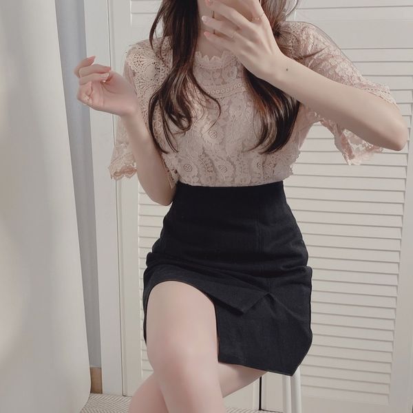 2021 new sweet knit women's shirts solid the-neck lace sharp crochet hollow out half sleeve female blouse spring 2lct, White
2021 new sweet knit women's shirts solid the-neck lace sharp crochet hollow out half sleeve female blouse spring 2lct, White