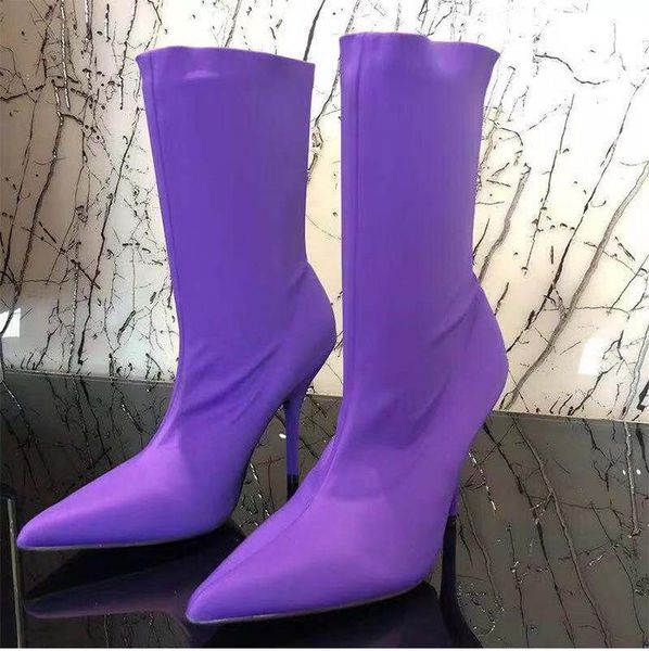boots factory price sock designer women thin heeled pointed purple black party bota for winter spring
boots factory price sock designer women thin heeled pointed purple black party bota for winter spring