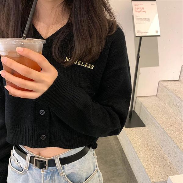 3 colors korean style women spring autumn v neck short cardigan sweater coat female outwear long knitted x1114, White;black
3 colors korean style women spring autumn v neck short cardigan sweater coat female outwear long knitted x1114, White;black