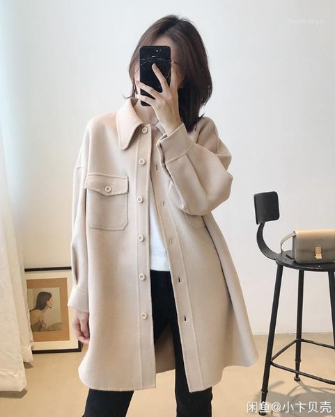 2020 autumn women fashion double face wool coat1, Black