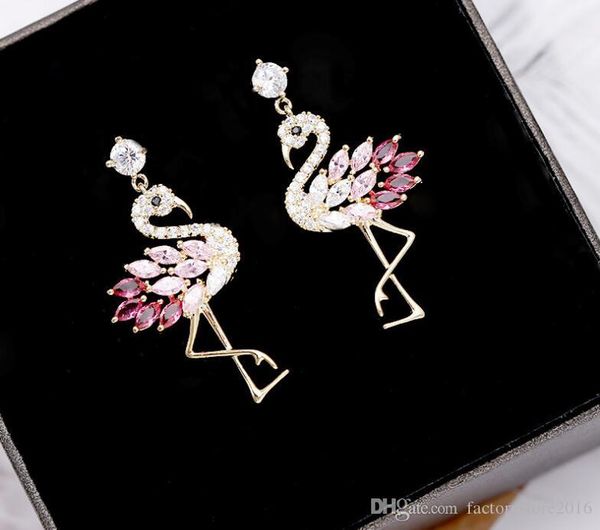 High Quality Luxury Designer 925 Silver Earrings Cute Flamingo Earrings Jewelry with Pink Purple Crystal for Women
High Quality Luxury Designer 925 Silver Earrings Cute Flamingo Earrings Jewelry with Pink Purple Crystal for Women