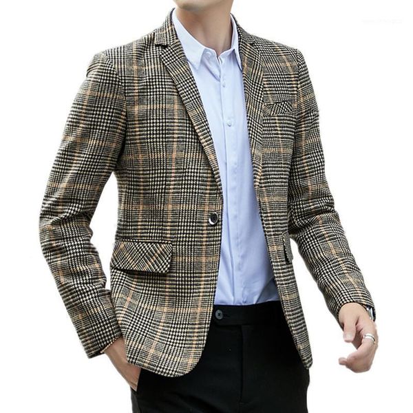 men's suits & blazers blazer men 2021 spring autumn plaid suit fashion single button casual silm social business male dress jacket coat, White;black
men's suits & blazers blazer men 2021 spring autumn plaid suit fashion single button casual silm social business male dress jacket coat, White;black