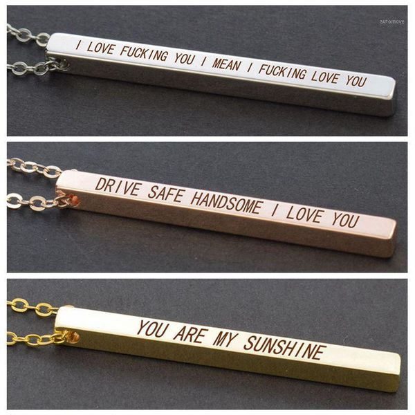 couple necklace " drive safe handsome because i love you " letters engraved necklace vertical bar valentines day gifts1, Silver
couple necklace " drive safe handsome because i love you " letters engraved necklace vertical bar valentines day gifts1, Silver