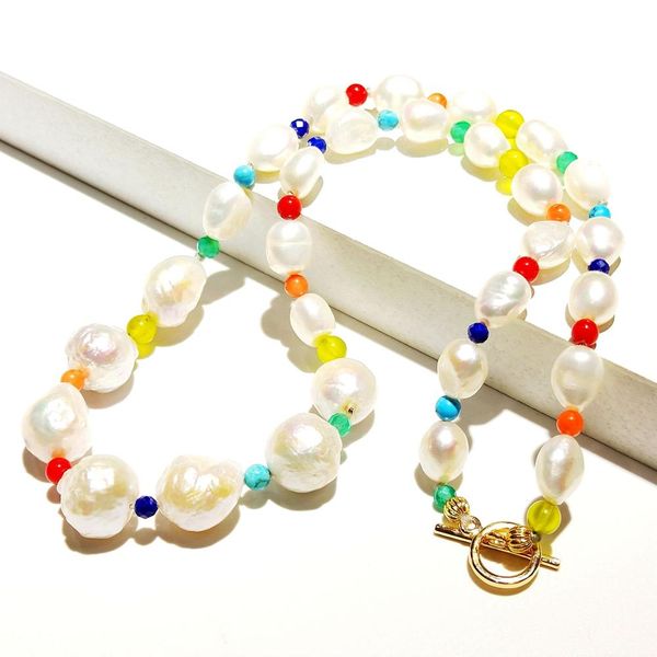 chokers lii ji baroque pearl colorful natural stone white freshwater copper gold plated necklace fashion bohemia 46cm, Golden;silver
chokers lii ji baroque pearl colorful natural stone white freshwater copper gold plated necklace fashion bohemia 46cm, Golden;silver