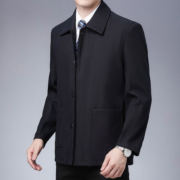 autumn new middle aged men's medium solid long sleeve low profile lapel jacket, Black;brown
autumn new middle aged men's medium solid long sleeve low profile lapel jacket, Black;brown