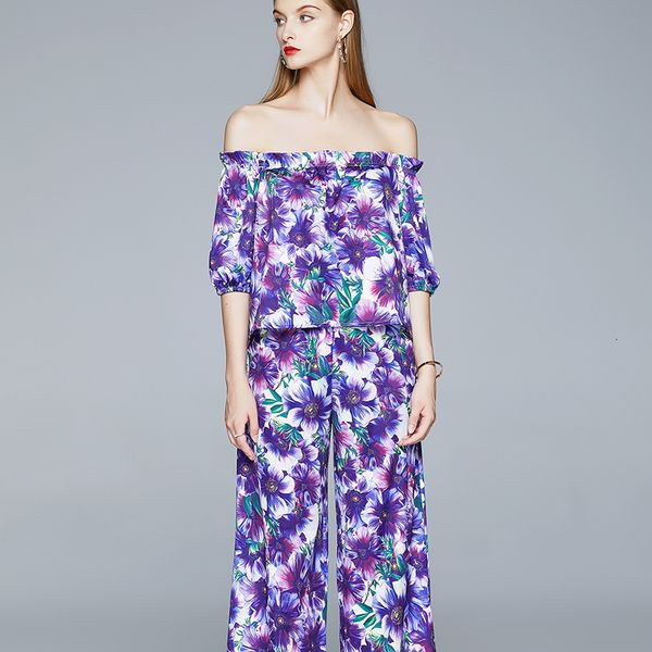 2021 new purple floral autumn printed 2 piece defines woman slash neck puff mangoes and loose leg pants broad design track f0ns, White
2021 new purple floral autumn printed 2 piece defines woman slash neck puff mangoes and loose leg pants broad design track f0ns, White