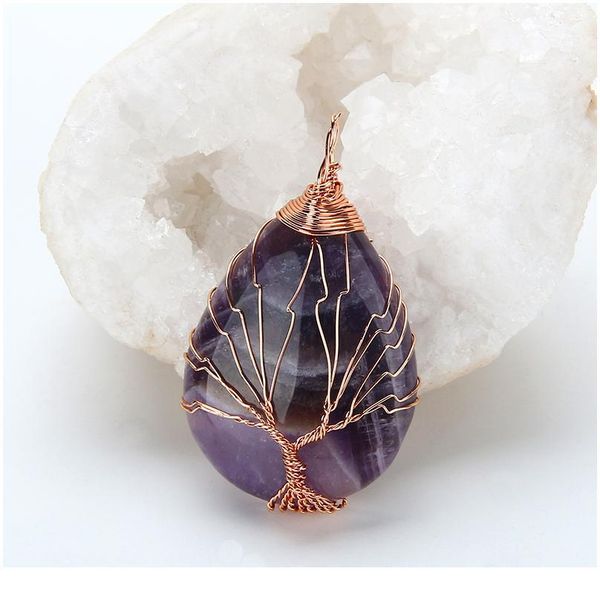 natural purple quartz opal stone pendants handmade rose gold color tree of life wrapped drop shaped crystal pendant qyltpa, Black
natural purple quartz opal stone pendants handmade rose gold color tree of life wrapped drop shaped crystal pendant qyltpa, Black