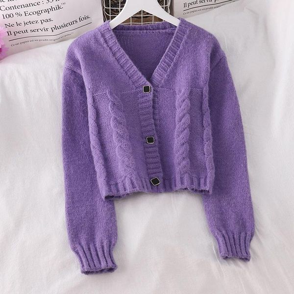 women's knits & tees fashion brand winter clothes women 2021 v-neck crop solid button cardigan casual style ladies loose long sleev, White
women's knits & tees fashion brand winter clothes women 2021 v-neck crop solid button cardigan casual style ladies loose long sleev, White