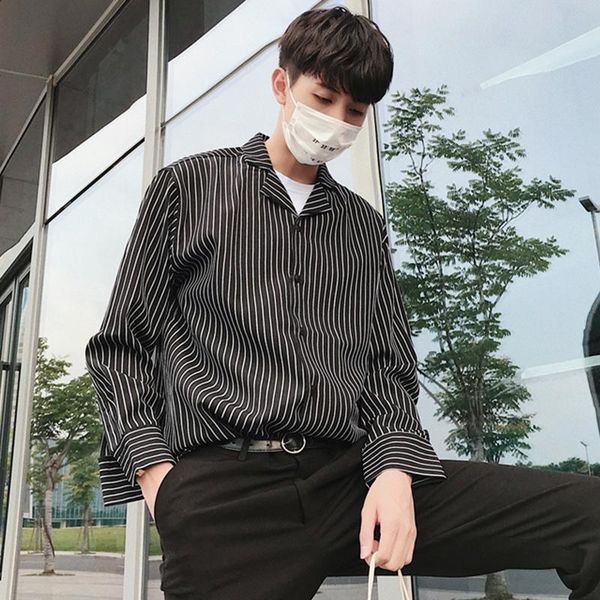 2020 korean striped shirt men long sleeve new style fashion casual slim fit streetwear wild loose autumn long-sleeved dress, White;black
2020 korean striped shirt men long sleeve new style fashion casual slim fit streetwear wild loose autumn long-sleeved dress, White;black