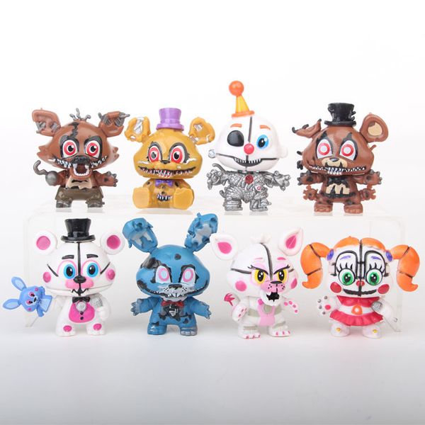 freddys 8pcs/set nights five fnaf at freddy toys bonnie foxy fazbear bear action figures party gifts boys christmas toy 
freddys 8pcs/set nights five fnaf at freddy toys bonnie foxy fazbear bear action figures party gifts boys christmas toy