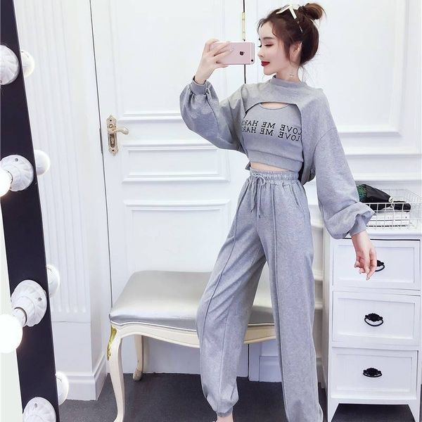 autumn three summer parts define hoodies oco out singlete pant train elastic belt lazer 3 piece women set sbgq, Gray
autumn three summer parts define hoodies oco out singlete pant train elastic belt lazer 3 piece women set sbgq, Gray
