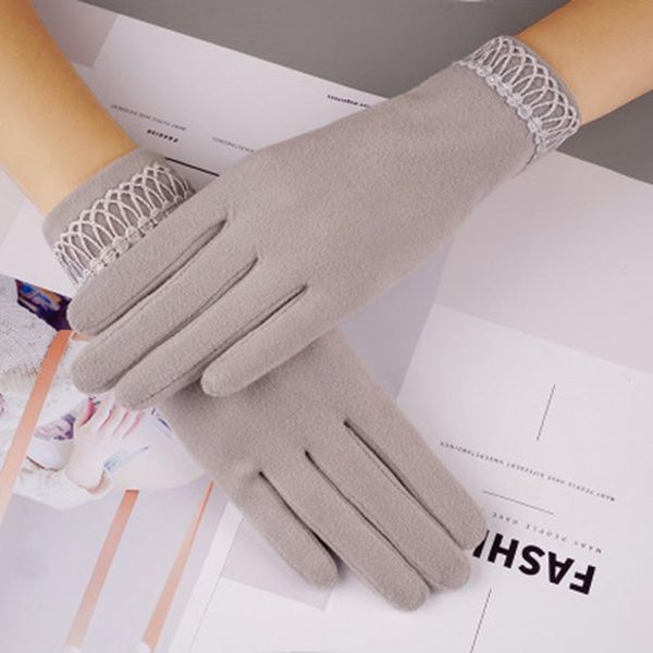 five fingers gloves winter women' warm elegant lace plus velvet touch screen thin windproof elastic full finger cycling driving mitten, Blue;gray
five fingers gloves winter women' warm elegant lace plus velvet touch screen thin windproof elastic full finger cycling driving mitten, Blue;gray
