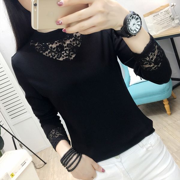 95 cotton women's lace shirtt- shirt wear autumn and winter 2020 cotton cut out lace black and white long sleeve bottomed shirt women&# 
95 cotton women's lace shirtt- shirt wear autumn and winter 2020 cotton cut out lace black and white long sleeve bottomed shirt women&#