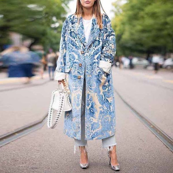 fashion folding single-row button long-sleeved coat summer casual printed loose women's clothing, Black
fashion folding single-row button long-sleeved coat summer casual printed loose women's clothing, Black
