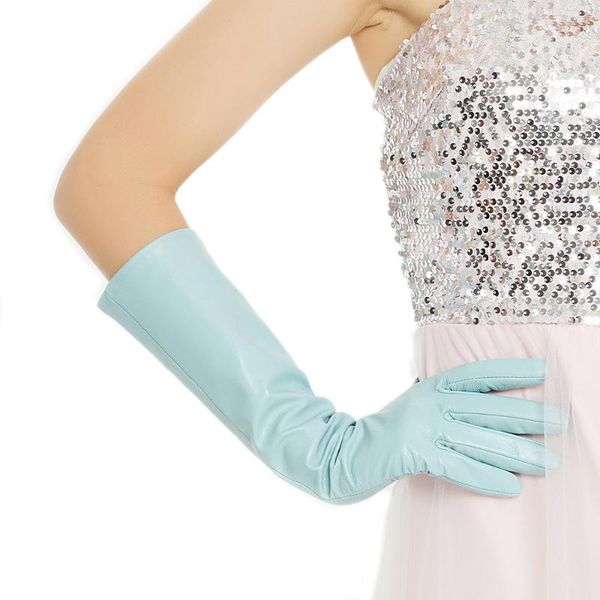 five fingers gloves 40cm(15.75") long fashion real sheep leather elbow evening light blue, Blue;gray
five fingers gloves 40cm(15.75") long fashion real sheep leather elbow evening light blue, Blue;gray