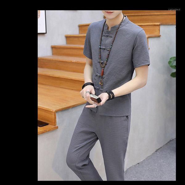 men's tracksuits large size chinese style suit short sleeve trousers solid color two-piece pockets temperament has connotation suit1, Gray
men's tracksuits large size chinese style suit short sleeve trousers solid color two-piece pockets temperament has connotation suit1, Gray
