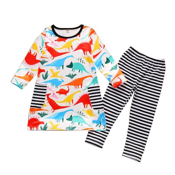 kids girls cartoon outfits infant baby dinosaur printed girls long sleeve pocket dress elastic striped pants toddler trouser 06210115, White
kids girls cartoon outfits infant baby dinosaur printed girls long sleeve pocket dress elastic striped pants toddler trouser 06210115, White