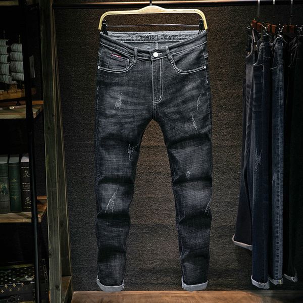 mens spring and summer four seasons jeans men's slim elastic black feet korean trend casual straight trousers, Blue
mens spring and summer four seasons jeans men's slim elastic black feet korean trend casual straight trousers, Blue