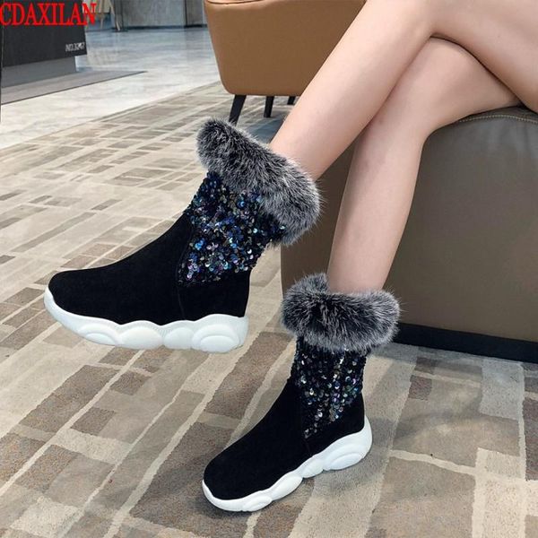 cdaxilan new arrivals snow boots women's hair suede fabric inside short plush ladies mid-calf boots wear in autumn winter, Black 
cdaxilan new arrivals snow boots women's hair suede fabric inside short plush ladies mid-calf boots wear in autumn winter, Black