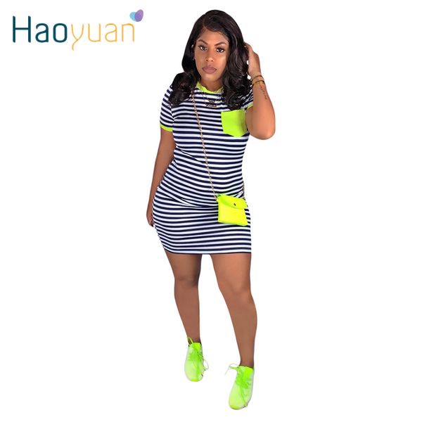 haoyuan casual stripe t shirt dress women 2020 festival clothes plus size summer vestidos neon short sleeve bodycon mini dresses y200418, Black;pink
haoyuan casual stripe t shirt dress women 2020 festival clothes plus size summer vestidos neon short sleeve bodycon mini dresses y200418, Black;pink