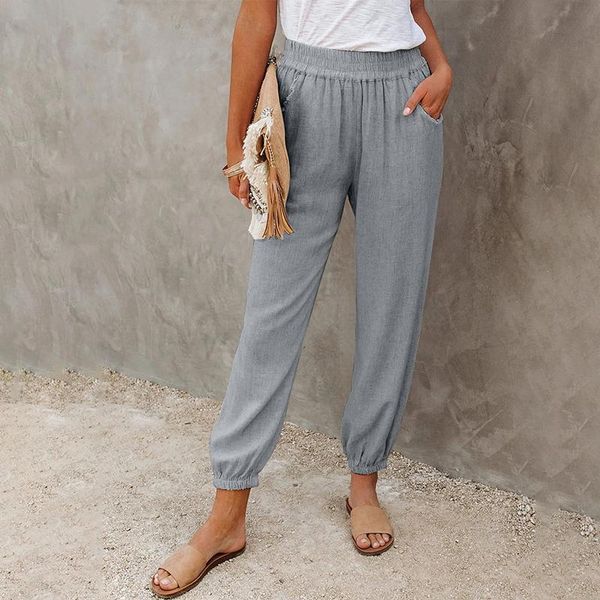 2021 spring solid color pockets high waist women pencil pants summer cotton-blend casual elastic loose ankle-length, Black;white
2021 spring solid color pockets high waist women pencil pants summer cotton-blend casual elastic loose ankle-length, Black;white