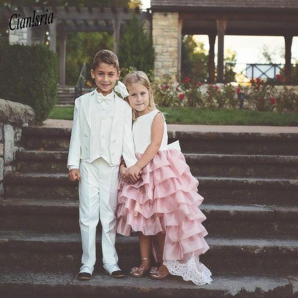 high low tiered satin flower girl dress with bow lace appliques v-back custom made girls foraml wears sleeveless kids prom dress, Red;yellow
high low tiered satin flower girl dress with bow lace appliques v-back custom made girls foraml wears sleeveless kids prom dress, Red;yellow