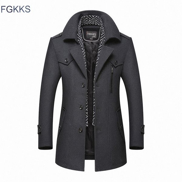 fgkks men winter wool coat men's business casual solid color warm thick wool blends woolen pea coat male trench coat overcoat 201119, Black
fgkks men winter wool coat men's business casual solid color warm thick wool blends woolen pea coat male trench coat overcoat 201119, Black