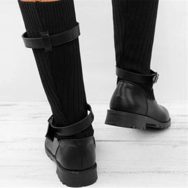 big size 35-43 belt motorcyle boots for women knitting wool sock boots platform knee high botas retro mujer 2020 winter 8477g, Black
big size 35-43 belt motorcyle boots for women knitting wool sock boots platform knee high botas retro mujer 2020 winter 8477g, Black