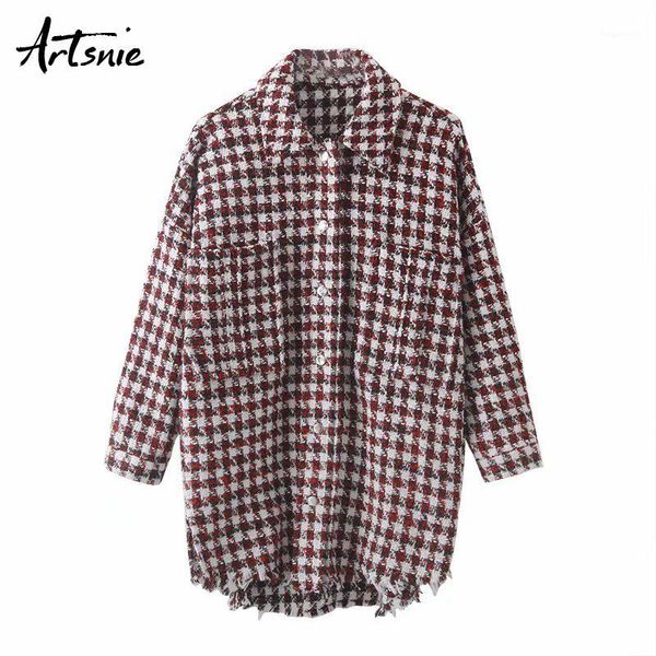 artsnie streetwear plaid casual women coats spring 2020 turn down collar long sleeve oversized jacket double pockets jackets1, Black;brown
artsnie streetwear plaid casual women coats spring 2020 turn down collar long sleeve oversized jacket double pockets jackets1, Black;brown