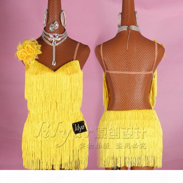 new latin dance dress sasa dance practice fringe dress, Black;red 
new latin dance dress sasa dance practice fringe dress, Black;red