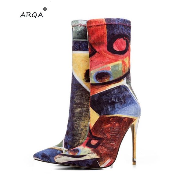 arqa 2020 europe and the united states fashion pointed heel elastic boots large size print female flower boots, Black
arqa 2020 europe and the united states fashion pointed heel elastic boots large size print female flower boots, Black