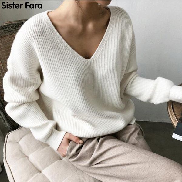 sister fara spring autumn new woman's knitwear v-neck minimalist korean irregular hem knitted casual hedging sweaters h1211, White;black
sister fara spring autumn new woman's knitwear v-neck minimalist korean irregular hem knitted casual hedging sweaters h1211, White;black
